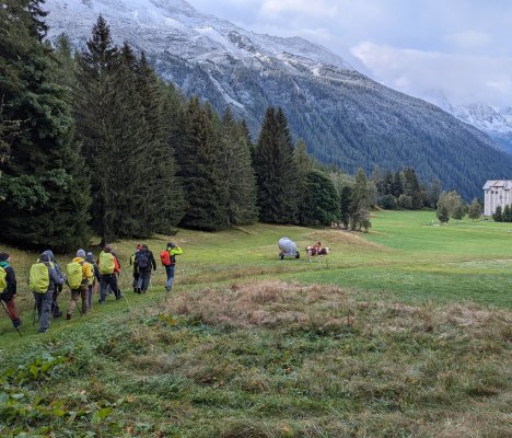 Photo de la sortie de patients et patientes en cardiologie des HUG en octobre 2024 autour du Mont Blanc